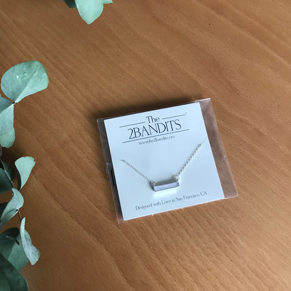 🆕 2 BANDITS Athens Silver Opal Bar Necklace NWT